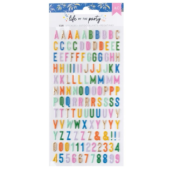 American Crafts Life Of The Party Puffy Stickers 136/Pkg-Gold Foil Alpha