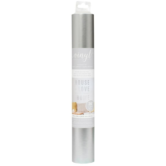 American Crafts Matte Foil Adhesive Vinyl Roll 12"X36"-Silver