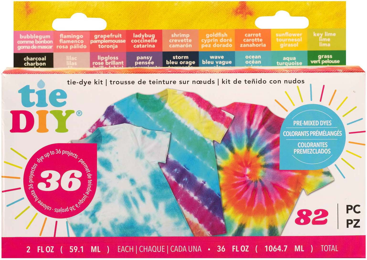 American Crafts Medium Tie Dye Kit 4oz 76/Pkg-12 Assorted