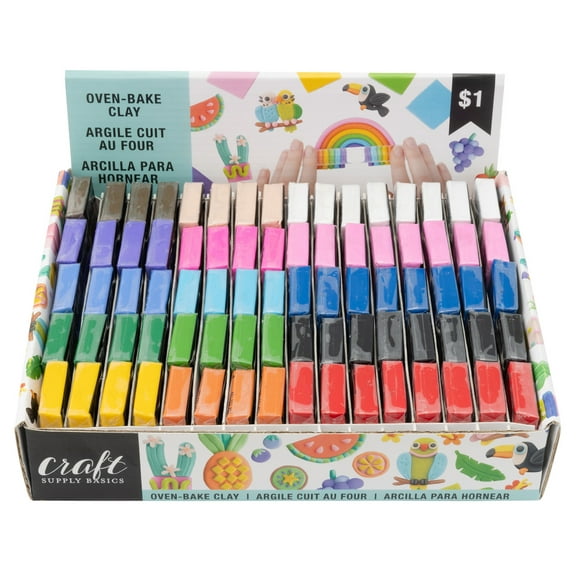 American Crafts Oven-Bake Clay Counter Display 80pcs-15 Assorted Colors