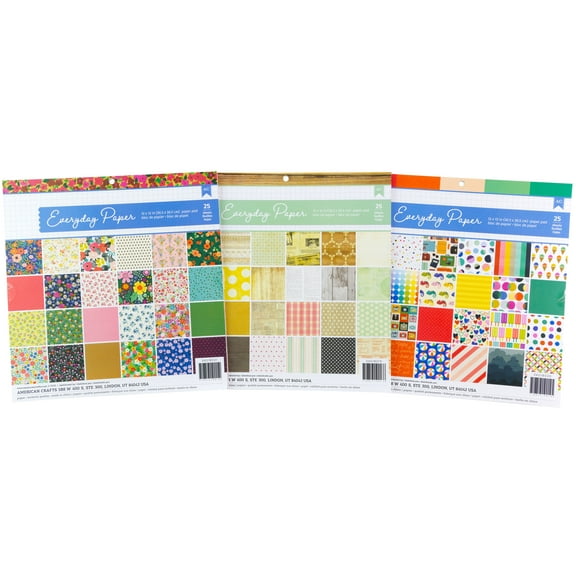 American Crafts Paper Pad 12"X12" -Assorted Styles