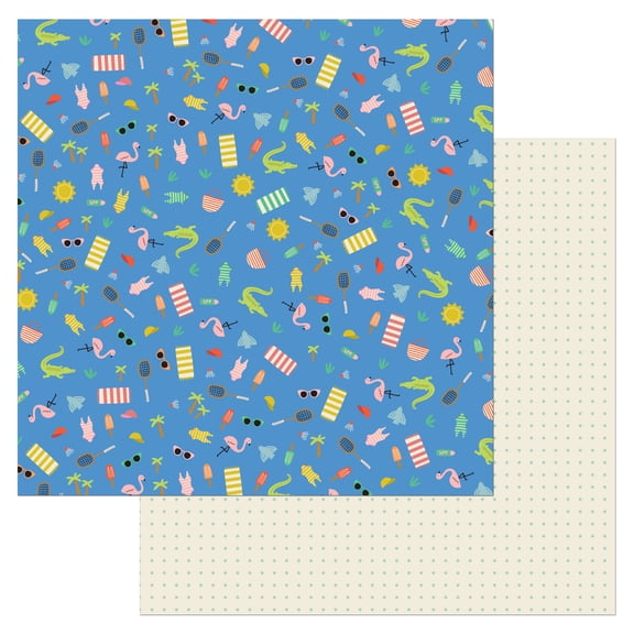 American Crafts Patterned Double-Sided Cardstock 12"X12"-Just Beachy, Coast-to-Coast