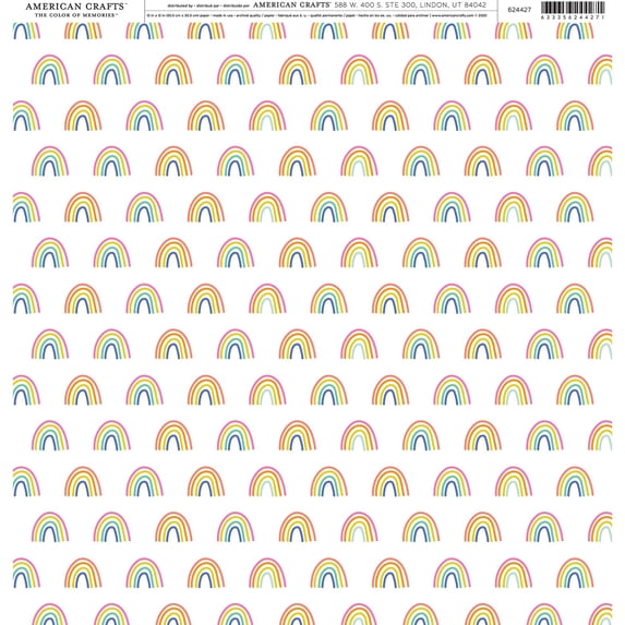 American Crafts Patterned Single-Sided Cardstock 12"X12"-Rainbow