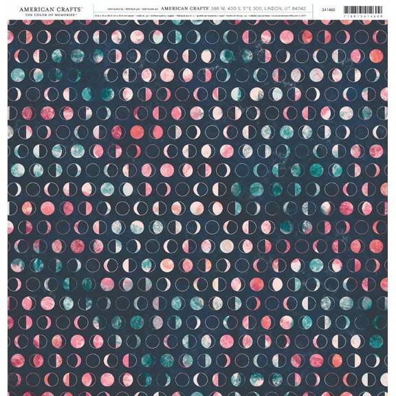 American Crafts Pink Paislee 12" x 12" Lunar Cardstock Pack - Moonstruck Collection, Double-Sided Printed Paper - 25 Sheets