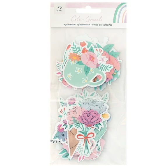 American Crafts Rainbow Avenue Ephemera Die-Cuts 75/Pkg-Floral