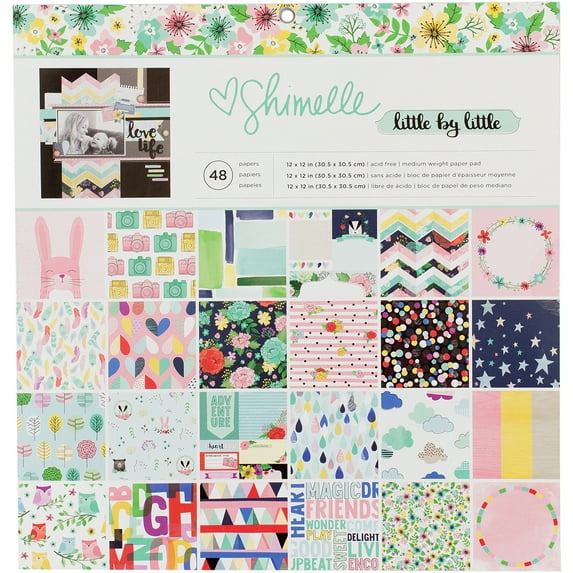 American Crafts Single - Sided Paper Pad 12" x 12" 48/Pkg - Shimelle Little By Little