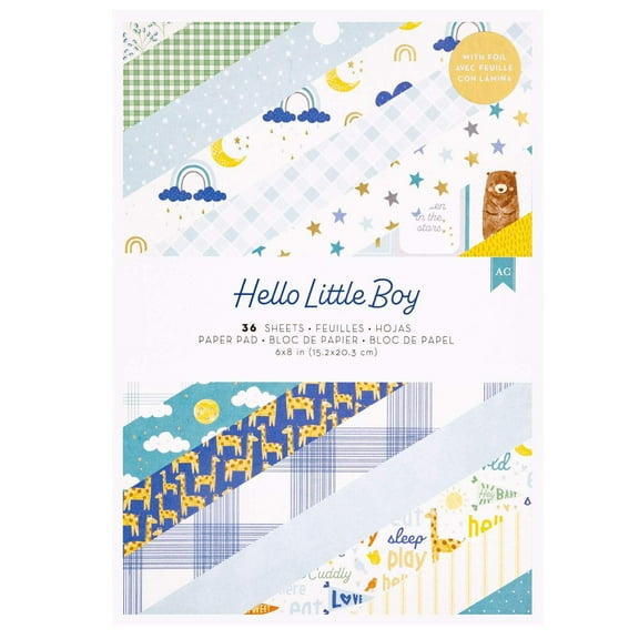American Crafts Single-Sided Paper Pad 6"X8" 36/Pkg-Hello Little Boy