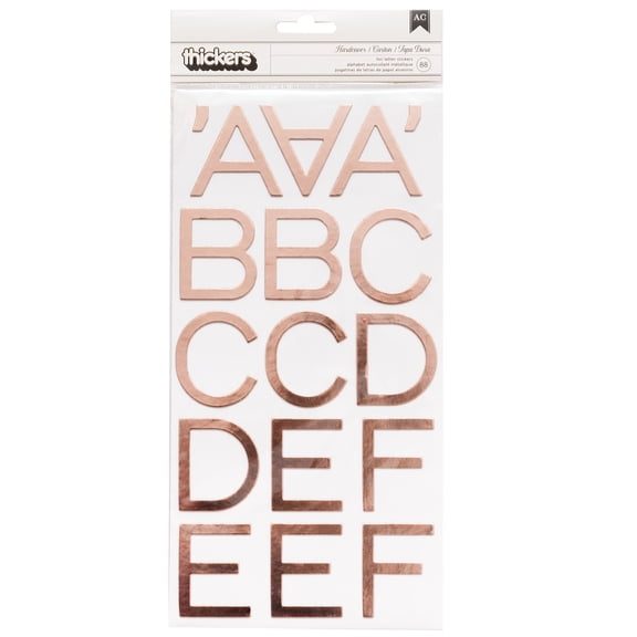 American Crafts Solid Stickers Rose Gold Foil Large Alphabet - Scrapbooking Embellishments