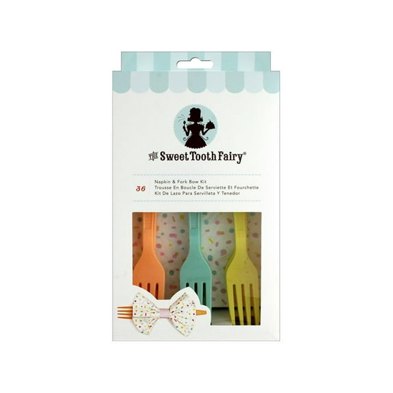 American Crafts Sweet Tooth Fairy Napkin & Fork Bow Kit-Assorted Colors 12/Pkg