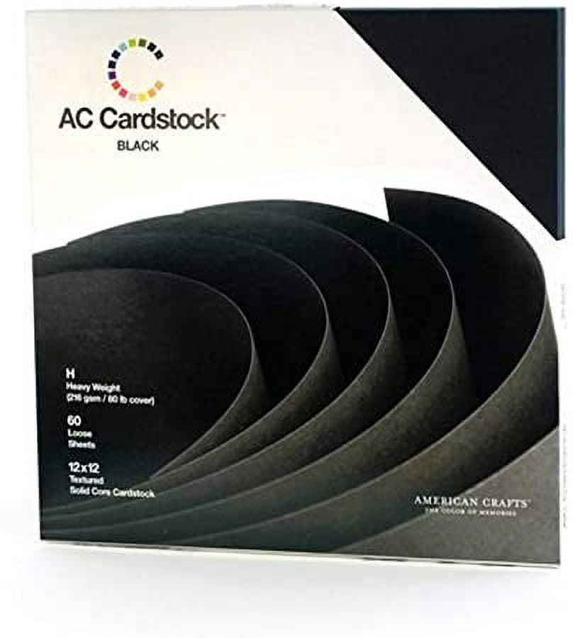 American Crafts Textured Cardstock Pack 12"X12" 60/Pkg-Solid Black