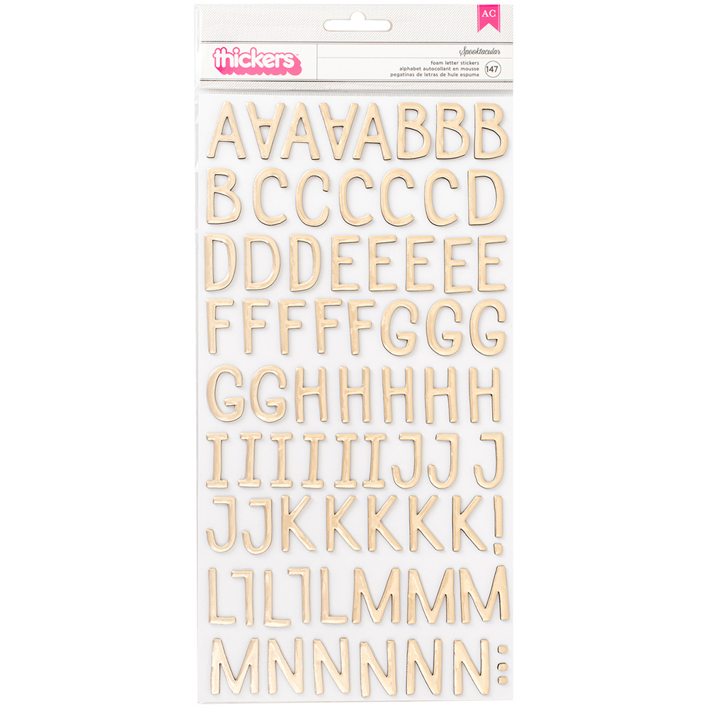 American Crafts Thickers Solid Gold Foil Foam Alpha Paper Stickers, 147 Piece - image 1 of 5