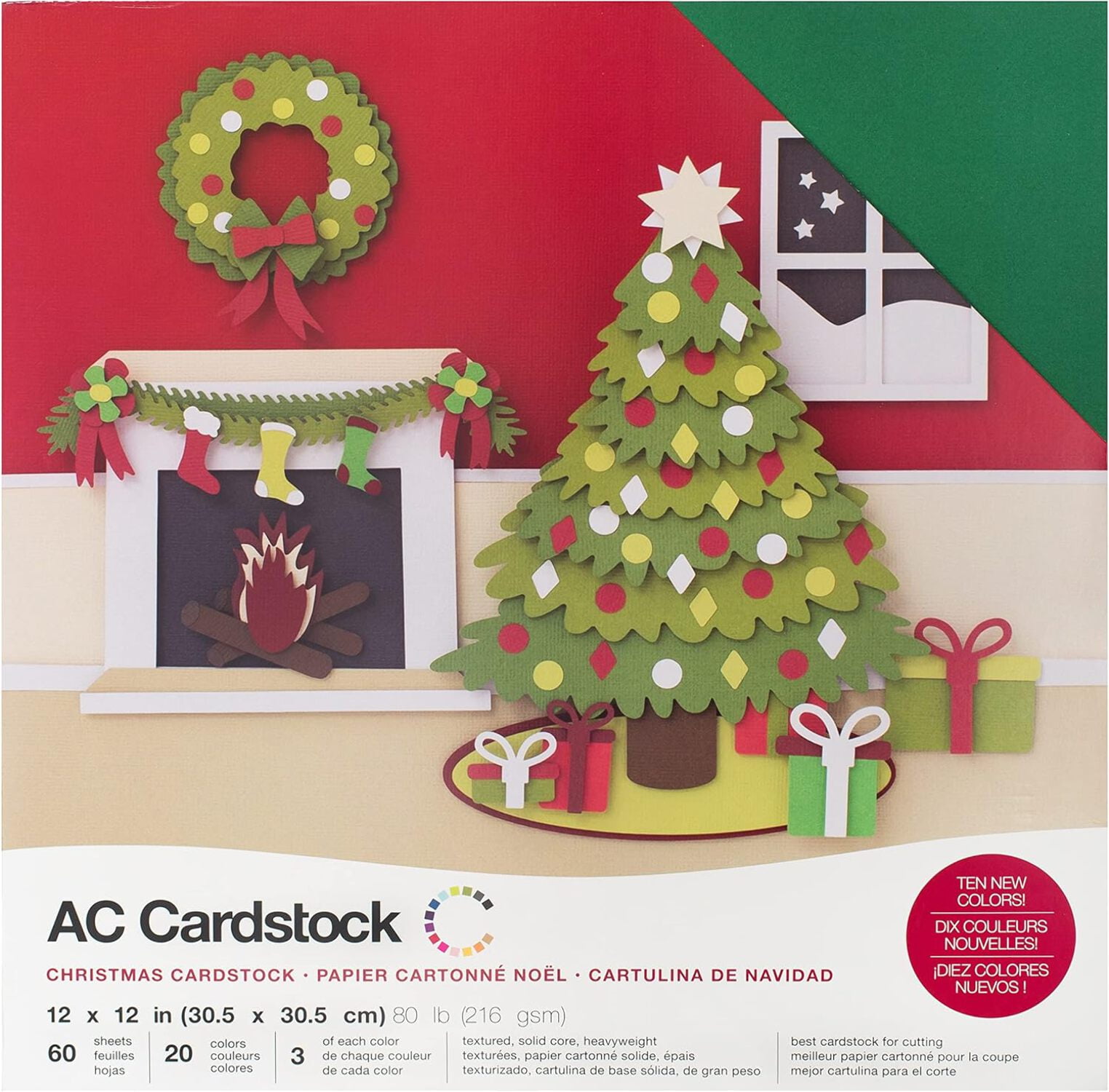 American Crafts Variety Cardstock Pack 12"X12" 60/Pkg-Christmas