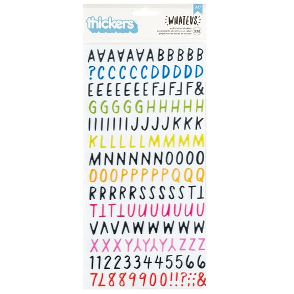 American Crafts Whatevs Thickers Stickers 338/Pkg-Alpha, Glossy