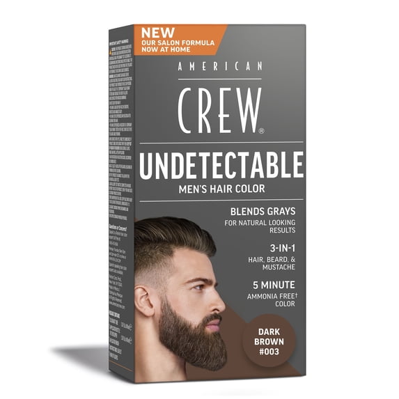 American Crew Undetectable Men’s Demi-Permanent Hair Color for Hair, Moustache & Beard, Ammonia-Free, 003 Dark Brown, 1 pack