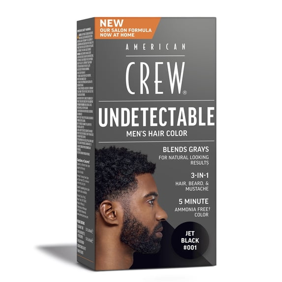 American Crew Undetectable Men’s Demi-Permanent Hair Color, Ammonia-Free, 001 Jet Black, 1 pack