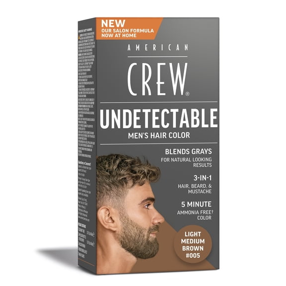 American Crew Undetectable Men’s Demi-Permanent Hair Color, Ammonia-Free, 005 Light Medium Brown, 1 pack
