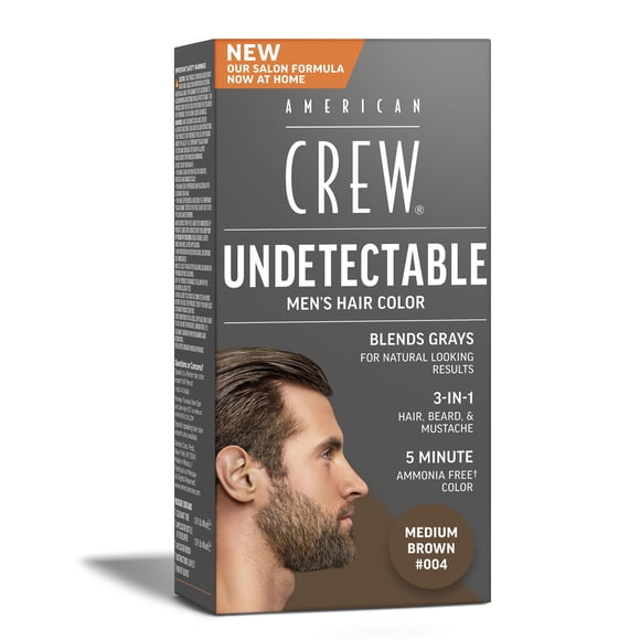 American Crew American Crew Undetectable Men’s Demi-Permanent Hair Color, Ammonia-Free, Medium Brown 004, 1 pack, 004 Medium Brown, 1 pack