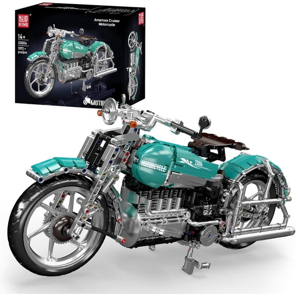 American Cruiser Motorcycle Building Set, MOC Classic Motorbike Model Kit for Display, Collectible Gift for Adult (1971 Pcs)