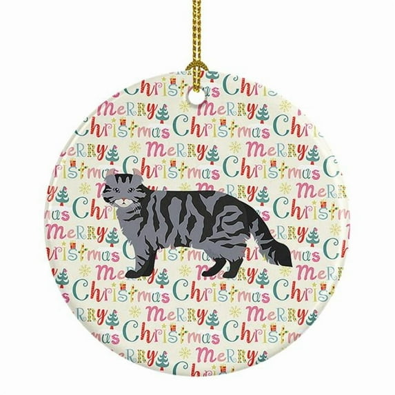 American Curl #1 Cat Christmas Ceramic Ornament 2.8 in x 2.8 in