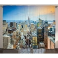 thumbnail image 1 of Ambesonne Urban Curtains 2 Panel Set, Aerial View New York City, 108" x 90", Grey Blue Peach, 1 of 3