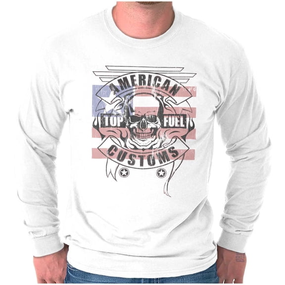 American Customs USA Biker Skull Long Sleeve TShirt Men Women Brisco Brands S