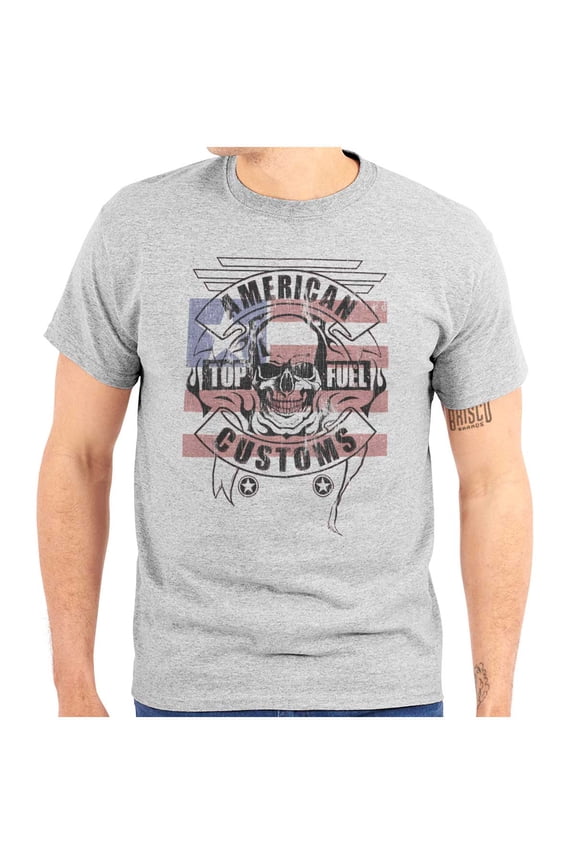 American Customs USA Biker Skull Plus Size Crewneck Graphic Tee Shirt Brisco Brands 3X