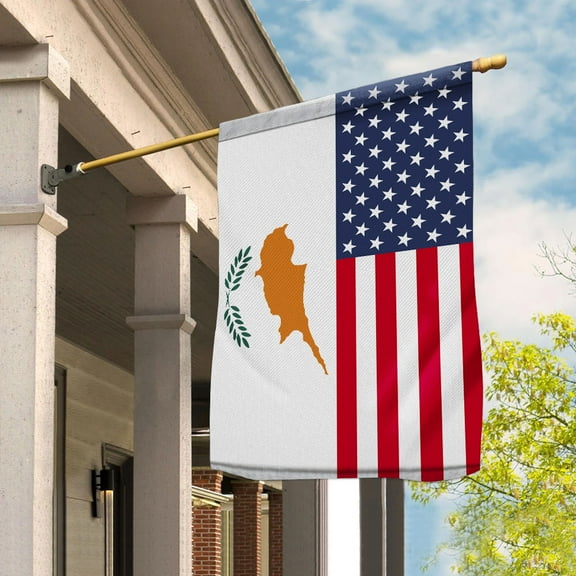 American Cyprus Flag Cypriot Friendship U.S.A Memorial Day Patriotic For House Flag (29.5x39.5) Double Sided-USA Flags Premium Polyester-Decorative Indoor Outdoor Flag