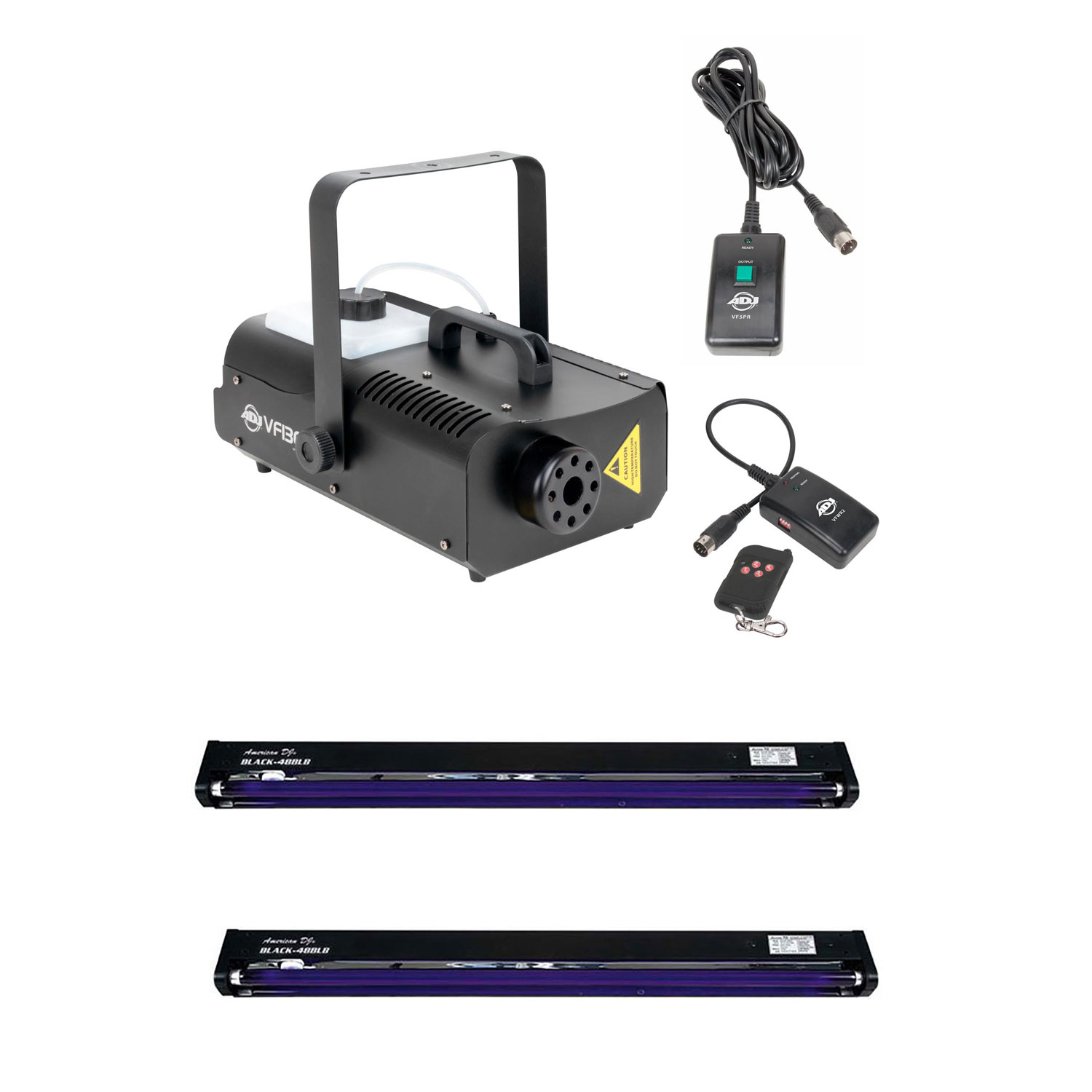 American DJ 1300 Watt 2.3L Fog Machine + 48 Inch UV Black Light