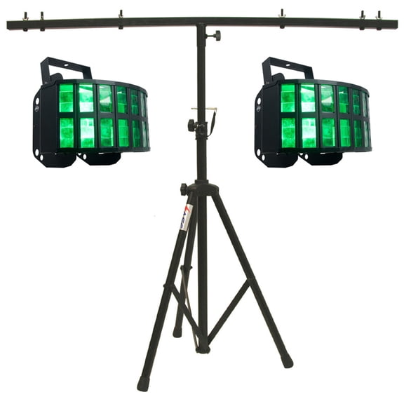 American DJ (2) Aggressor Hex LED Sound Activated Derby Beam Light & T-Bar Stand