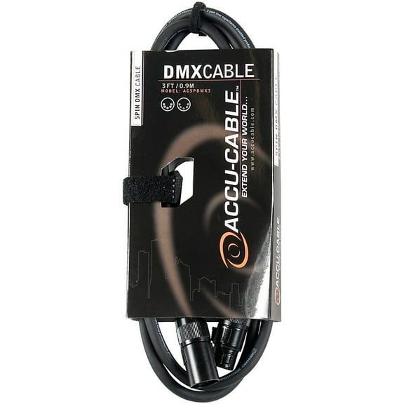 American DJ Accu-Cable 3' 5-Pin XLR Male to Female DMX Cable