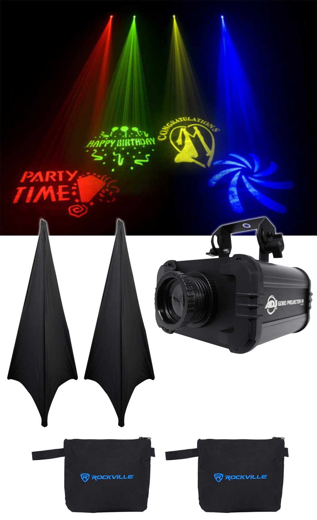 American DJ ADJ GOBO PROJECTOR IR LED Light w/ 4 Colors+4 Patterns+(2 ...