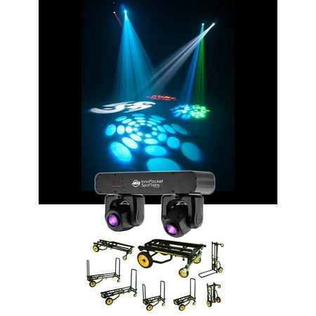 American DJ ADJ Inno Pocket Spot Twins Dual Moving Head Lights + Transport Cart