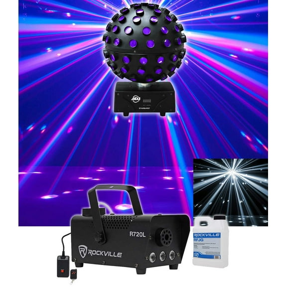 American DJ ADJ Starburst LED Sphere Shooting Beam Lighting Effect+Fog Machine