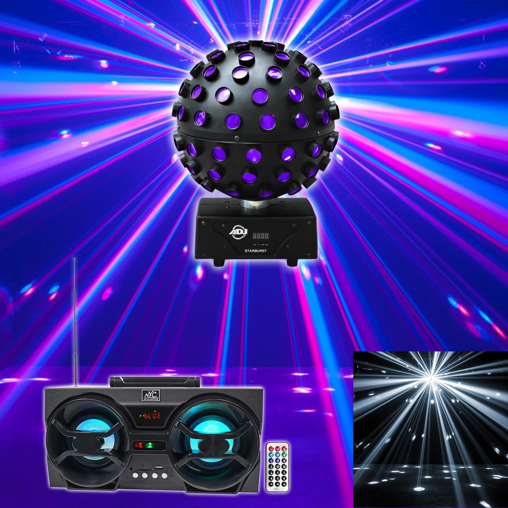 American DJ ADJ Starburst Multi Color Shooting Beam Lighting American DJ ADJ Starburst Multi Color Shooting Beam Lighting