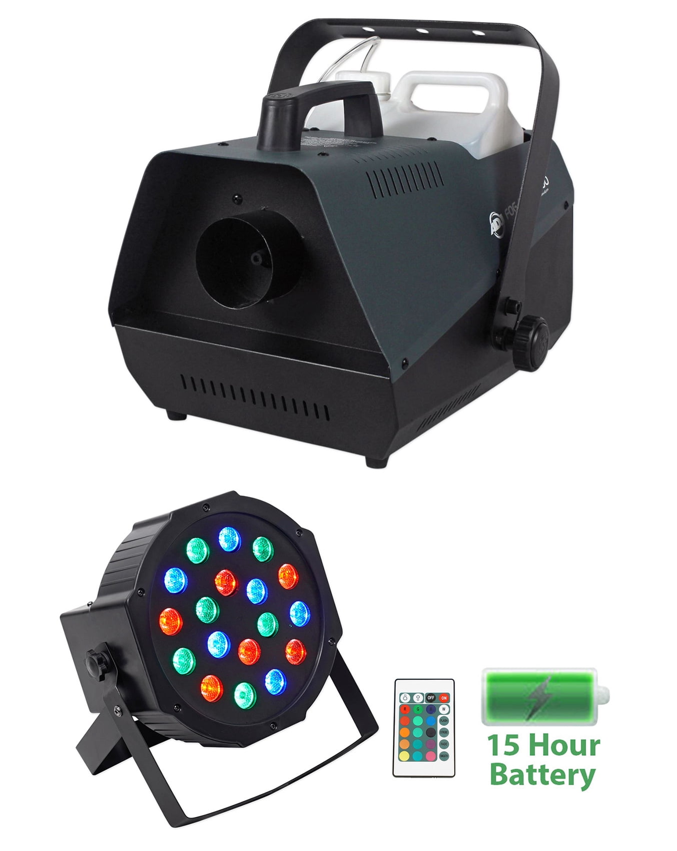 American DJ Fog Fury 3000w DMX Fog Machine With Wired Remote+Battery Par Light