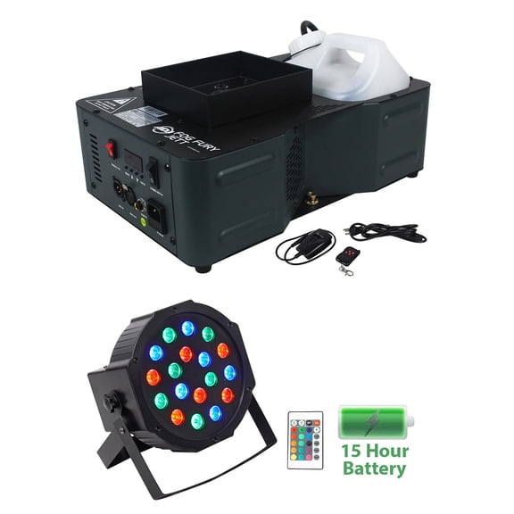 American DJ Fog Fury Jett 700W Vertical Fog Machine w/12 LED+Battery Par Light
