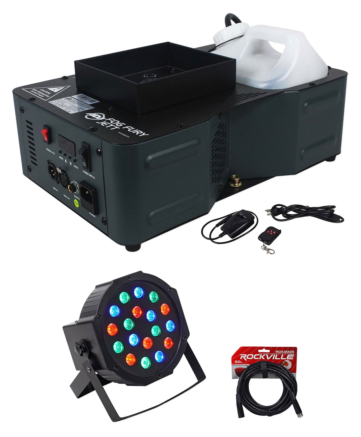 American DJ Fog Fury Jett Vertical Fog Machine +Wireless Remote+Par Light+Cable