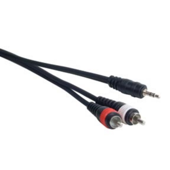 American DJ MP-15 15 Feet Mini Plug To Stereo Rca Cable Black Color Mini Cord