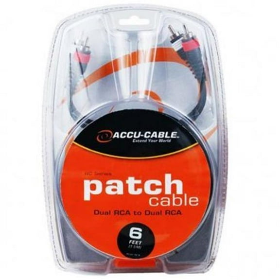 American DJ RC-6 6 Foot Dual Rca To Rca Patch Interconnect Black Cable L&R Conn