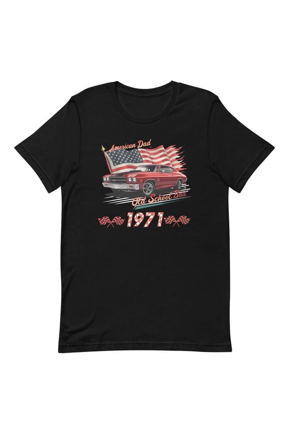 American Dad 1971 Vintage Flag,Muscle Car Graphic Shirt, Birthyear Tee (XS)