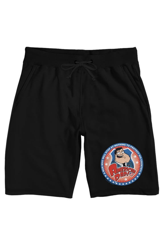 American Dad A Man Who Will Stop At Nothing Men's Black Lounge Shorts-XXL