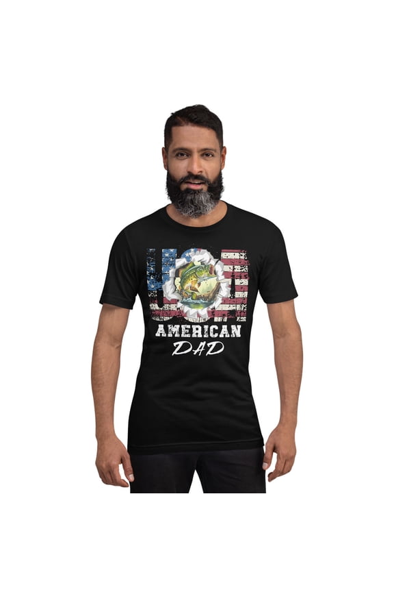 American Dad Fathers Day Fishing Usa Dad Grandpa Shirt (4XL)