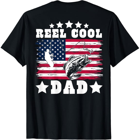 American Dad Usa Fishing Reel Cool Dad On Back T-Shirt
