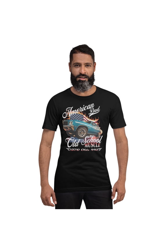 American DadOld Schools Classic Car T-Shirt, 1970 Olds 442 Classic Vintage (L)