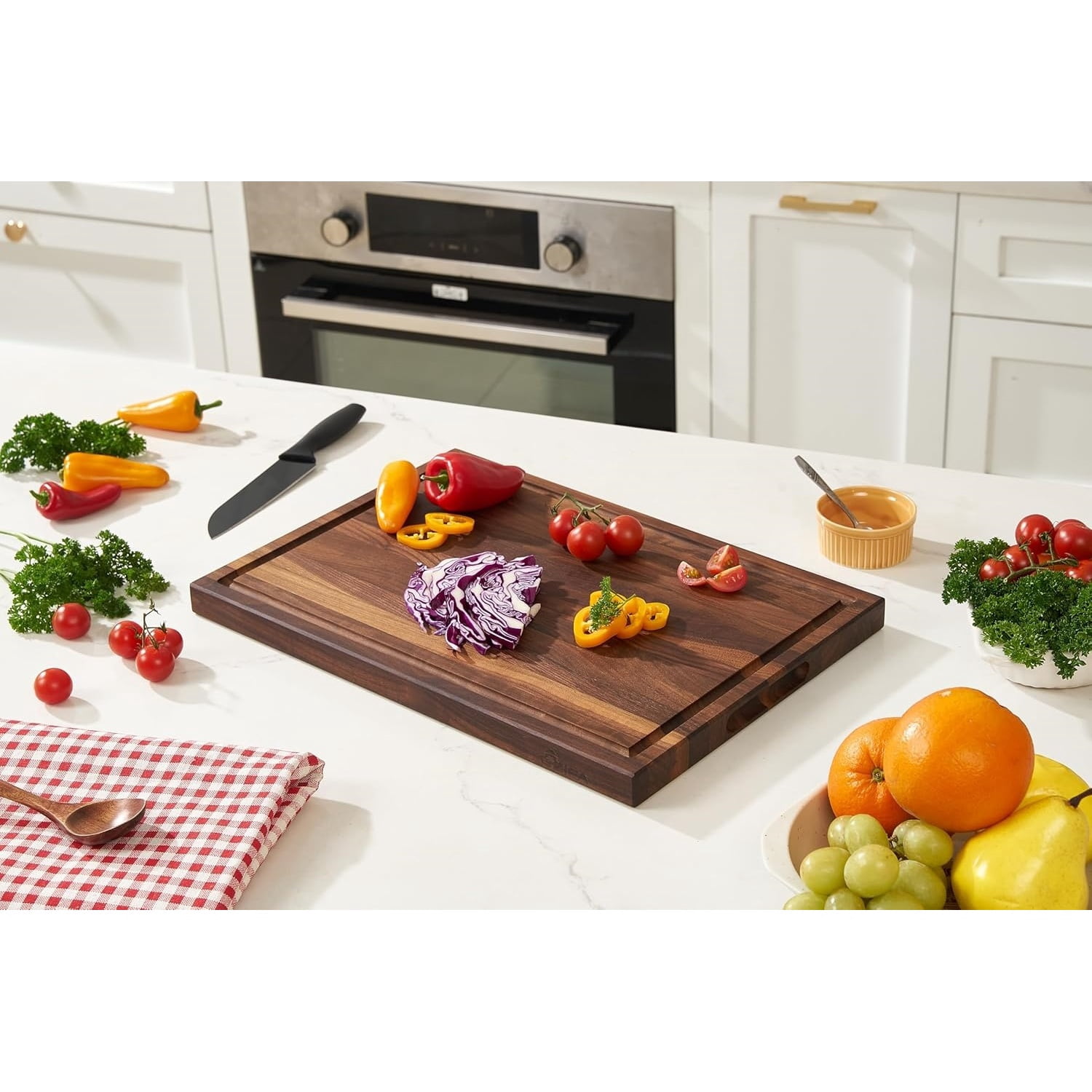 American Dark Walnut Wood Cutting Board 17x12 x1in for Kitchen with ...