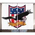thumbnail image 1 of Ambesonne American Curtains 2 Panel Set, Flying Eagle USA Flag, 108" x 84", Red Blue Black, 1 of 3