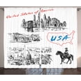 thumbnail image 1 of Ambesonne American Curtains 2 Panel Set, Hand Drawn USA Map, 108" x 90", Black White, 1 of 3