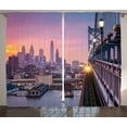 thumbnail image 1 of Ambesonne American Curtains 2 Panel Set, Train in Philadelphia, 108" x 84", Purple Blue, 1 of 3
