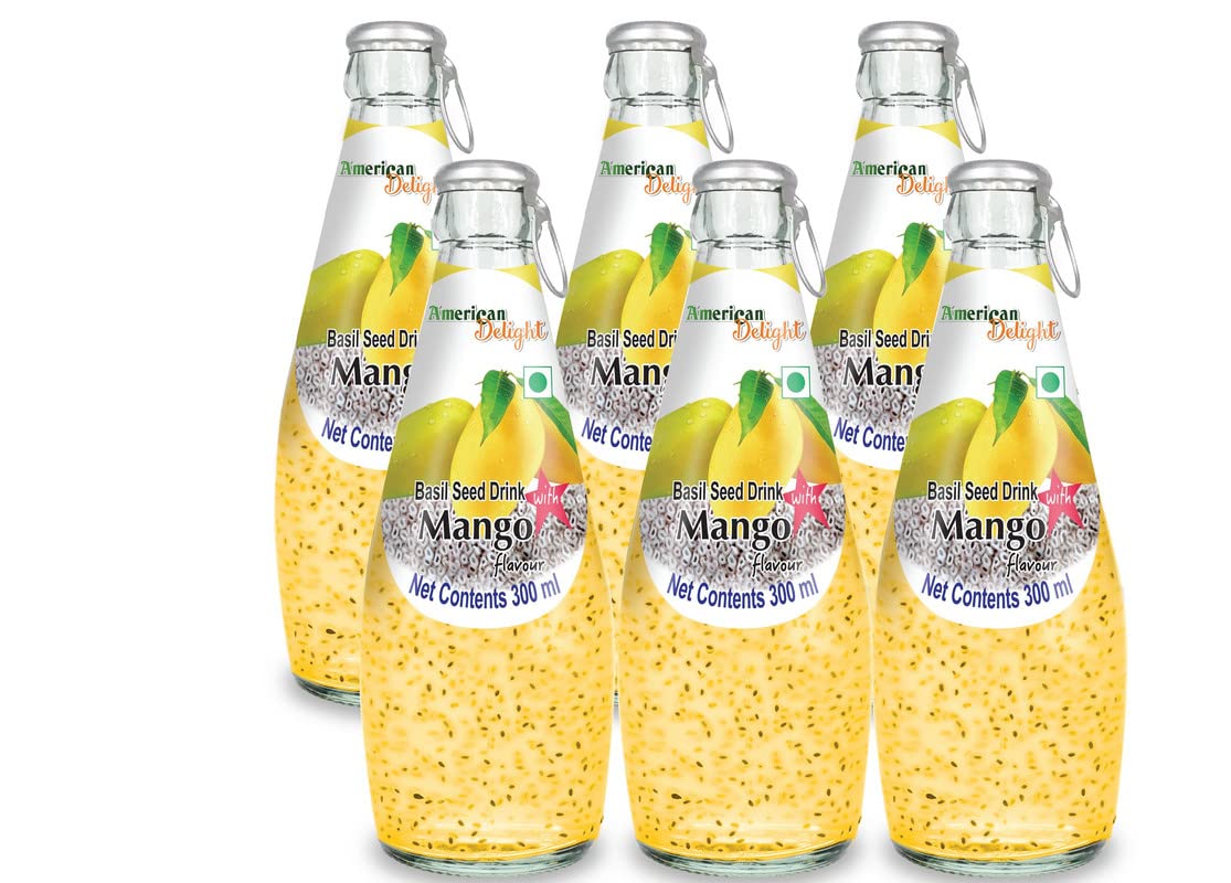 American Delight Basil Seed Drink Mango Fruit Flavour (Pack Of 6 X 300Ml) Fruit Juice Non