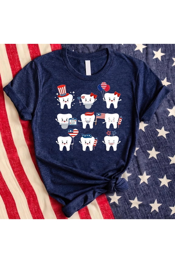 All American Dentist Shirt, Cute Tooth 4th Of July Shirt, Dentist Patriotic Shirt, Dental Assistant Shirt, Dental Hygienist Gift Sweatshirt All Size S-5XL